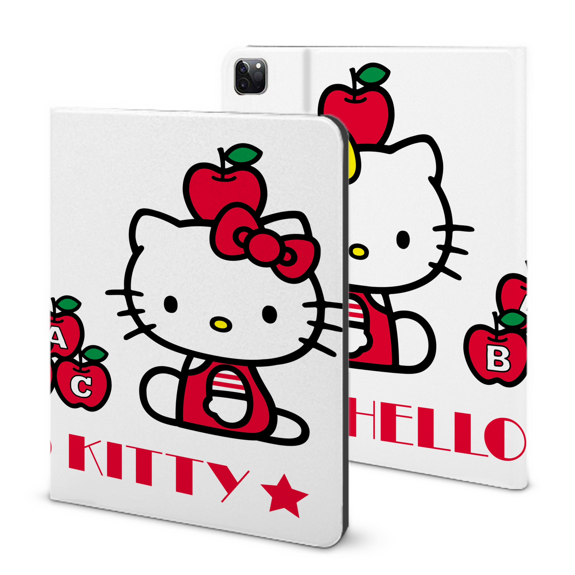 （画像用） Hello Kitty ハローキティ IPad ケース ブック型 PUレザー TPU 耐衝撃 軽量 薄型 ペン収納なし 全面保護 IPad 各モデル対応
